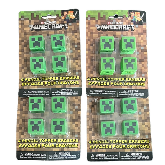 Minecraft Other - 16 Minecraft Creeper Pencil Topper Erasers